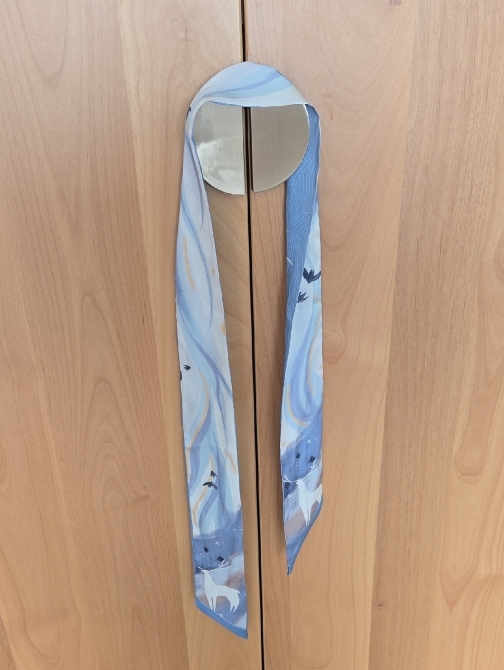 Blue Multicolor Silk Like Scarf Tie - Women Accessories, GUC, Unbranded